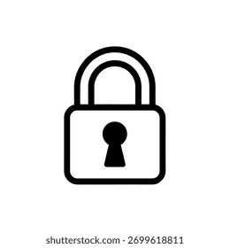 Símbolo simples de segurança e proteção de ícone de cadeado preto e branco que representa os métodos de criptografia de dados e acesso seguro