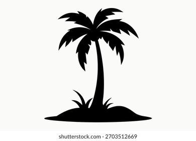 Simple Black and White Palm Trees with Coconuts Graphic Element for Logo or Icon Design