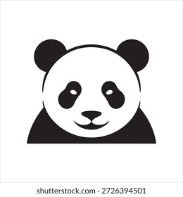 Una simple cabeza de oso panda blanco y negro con una cara sonriente
