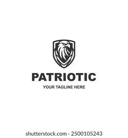 Simple black and white patriot eagle logo design vector isolated on white background