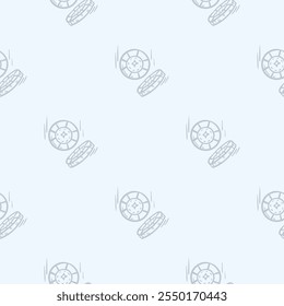 Simple black and white pattern with casino chips. Hand drawn vector background related to holidays, leisure and weekends. Design for decoration, wrapping paper, print