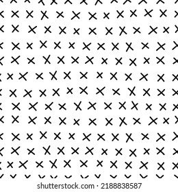 A simple black and white pattern. Vector pattern of black crosses on white background. Children's print for fabric, packaging, wallpaper, interior. Vector doodle illustration