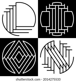 Sencillos motivos en blanco y negro con cuadrados en blanco y negro 2x2 decorados con las letras L-I-O-N adecuadas para los elementos de patrón y el diseño de superficie para el Día Mundial del León. Vector EPS8.