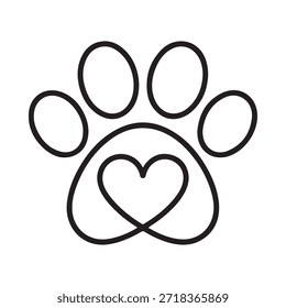Un sencillo estampado de patas en blanco y negro con un corazón dentro del cojín