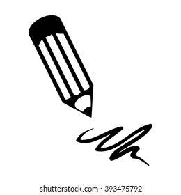 Simple black and white pencil icon , vector illustration
