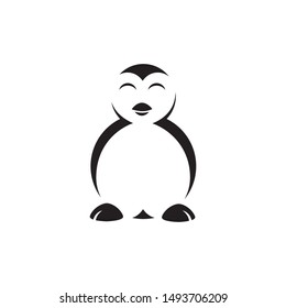 Simple black and white penguin logo design vector symbol illustration.