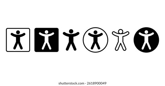 Simple Black And White Person Icons With Open Arms Vector Design Illustration
