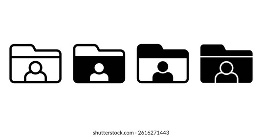 Simple Black and White Personal Folder Icons Vector Design