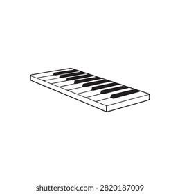 Simple black and white piano keyboard illustration isolated design