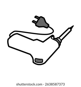 simple black and white picture of soldering iron facing sideways
