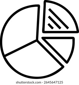 um gráfico de pizza simples em preto e branco mostrando a análise e a representação dos dados.