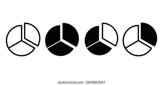 Simple Black and White Pie Chart Sections Diagram Vector Design Collections