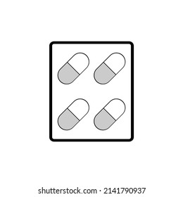 Simple black and white pill icon eps 10 vector illustration. Design element for websites, clinic brochure, advertisement and more.