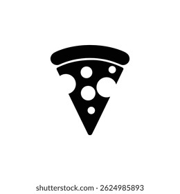 Simple black and white pizza slice icon.