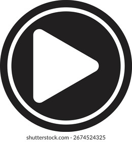 Ícone simples de botão de reprodução em preto e branco