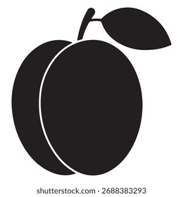 Einfache schwarz-weiße Pflaumen-Vektorgrafik für Obst- und Lebensmitteldesign-Konzepte