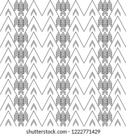 Simple Black and white print. Ethnic seamless pattern