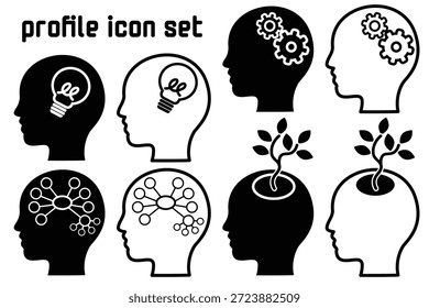 A simple black and white profile icon set useful for business content creation