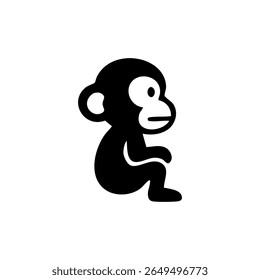 Perfil simples em preto e branco de um macaco sentado