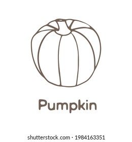 Einfaches schwarz-weißes Kürbis-Symbol einzeln auf weißem Hintergrund. Handgezeichnete Herbstvektorgrafik für Design zu Halloween oder Thanksgiving.