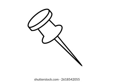 Simple black and white pushpin icon illustration.