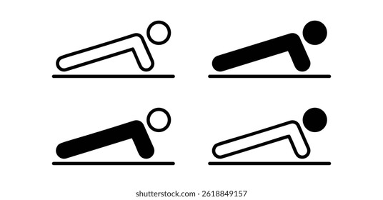 Simple Black and White Pushup Exercise Icons Vector Design Illustration