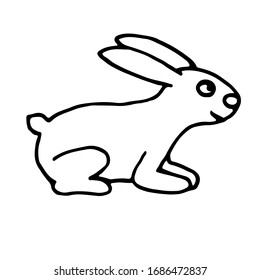simple black and white rabbit cartoon doodle style