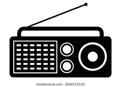 Simple black and white radio icon graphic