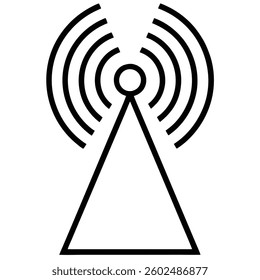 Simple Black and White Radio Tower Icon Vector Illustration for Communication and Broadcast