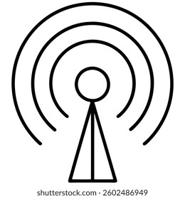 Simple Black and White Radio Tower Icon Vector Illustration for Communication and Broadcast