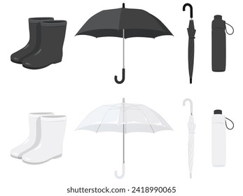 Simple black and white rain gear set