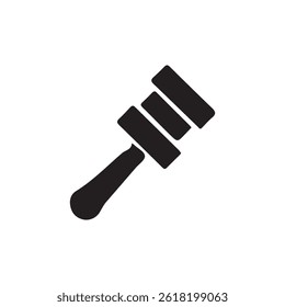 Simple black and white rattle toy icon.A solid black silhouette of a rattle toy.