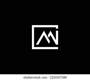 Simple Black and White Rectangle Letter M Logo Design Template