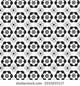 Fondo de la flor de repetición simple en blanco y negro Vector de stock