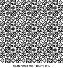 simple black & white repetitive background with striped squares. geometric shapes. vector seamless pattern. fabric swatch. wrapping paper. continuous print. design element for textile, decor, apparel