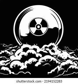 A Simple Black And White Representation Of A Nuclear Fallout