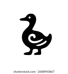 simple black and white retro duck or goose icon