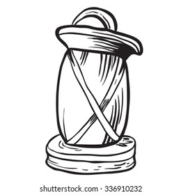 simple black and white retro lamp cartoon