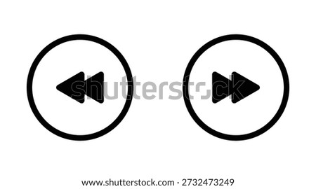Simple black and white rewind and fast forward icons for media player ui design
