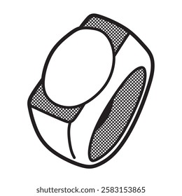 simple black and white ring with oval gemstone