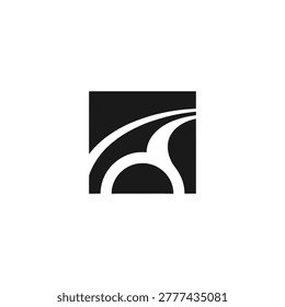 Simple black and white road curve