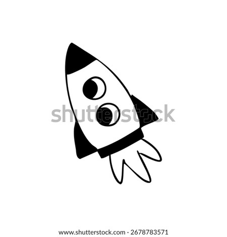 Simple black and white rocket drawing
