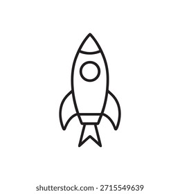 Ilustración vectorial simple de exploración espacial de ciencia de cohetes en blanco y negro