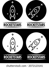 simple black and white rocket logo design