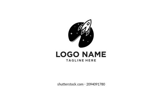 Simple black and white rocket logo