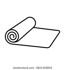 Simple black and white rolled paper with flat unrolled section for architectural plans or certificate document vector