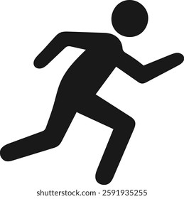 Simple black and white running person icon