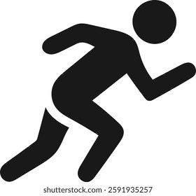 Simple black and white running person icon