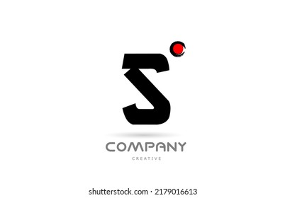 diseño de icono del logo de la letra S simple en blanco y negro con letras de estilo japonés. Plantilla creativa para empresas y negocios con punto rojo