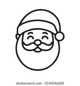 Simple black and white Santa Claus face vector illustration perfect for Christmas designs holiday decorations and festive projects.